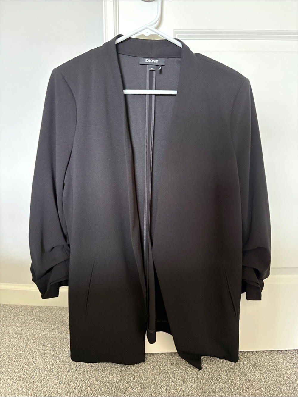 DKNY Black Open-Front Longline Blazer